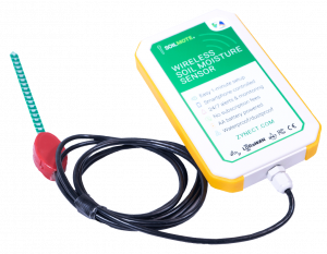 Yellow Soilmote; wireless soil moisture sensor.